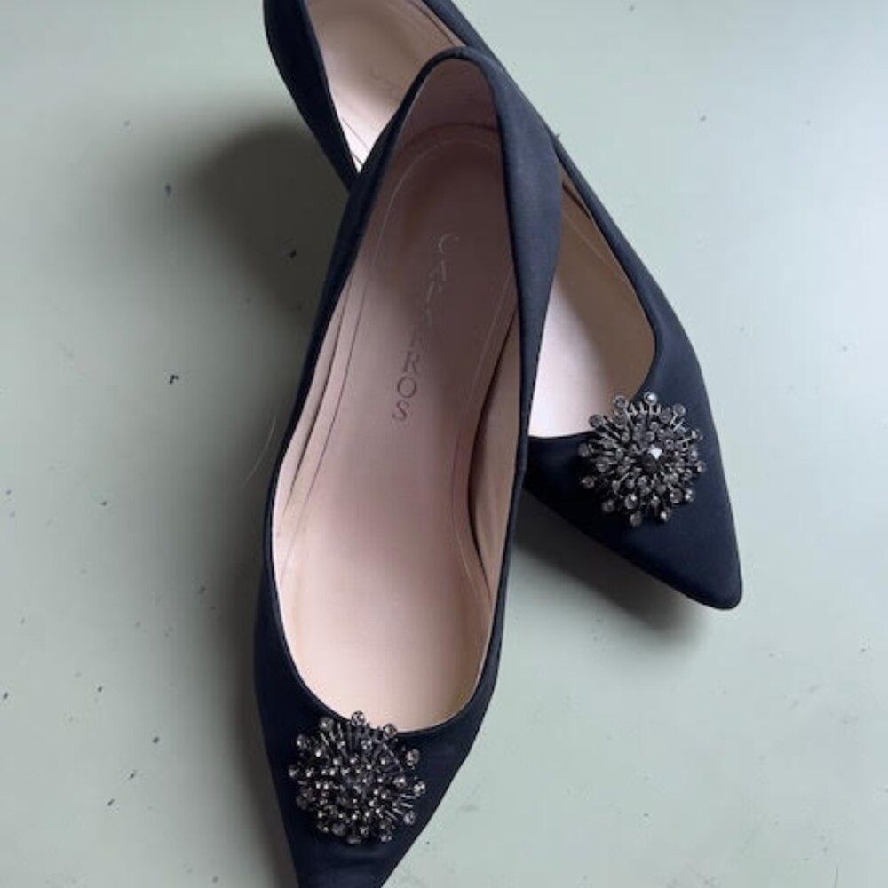 Black Kitten Heel Party Shoes, Size 9